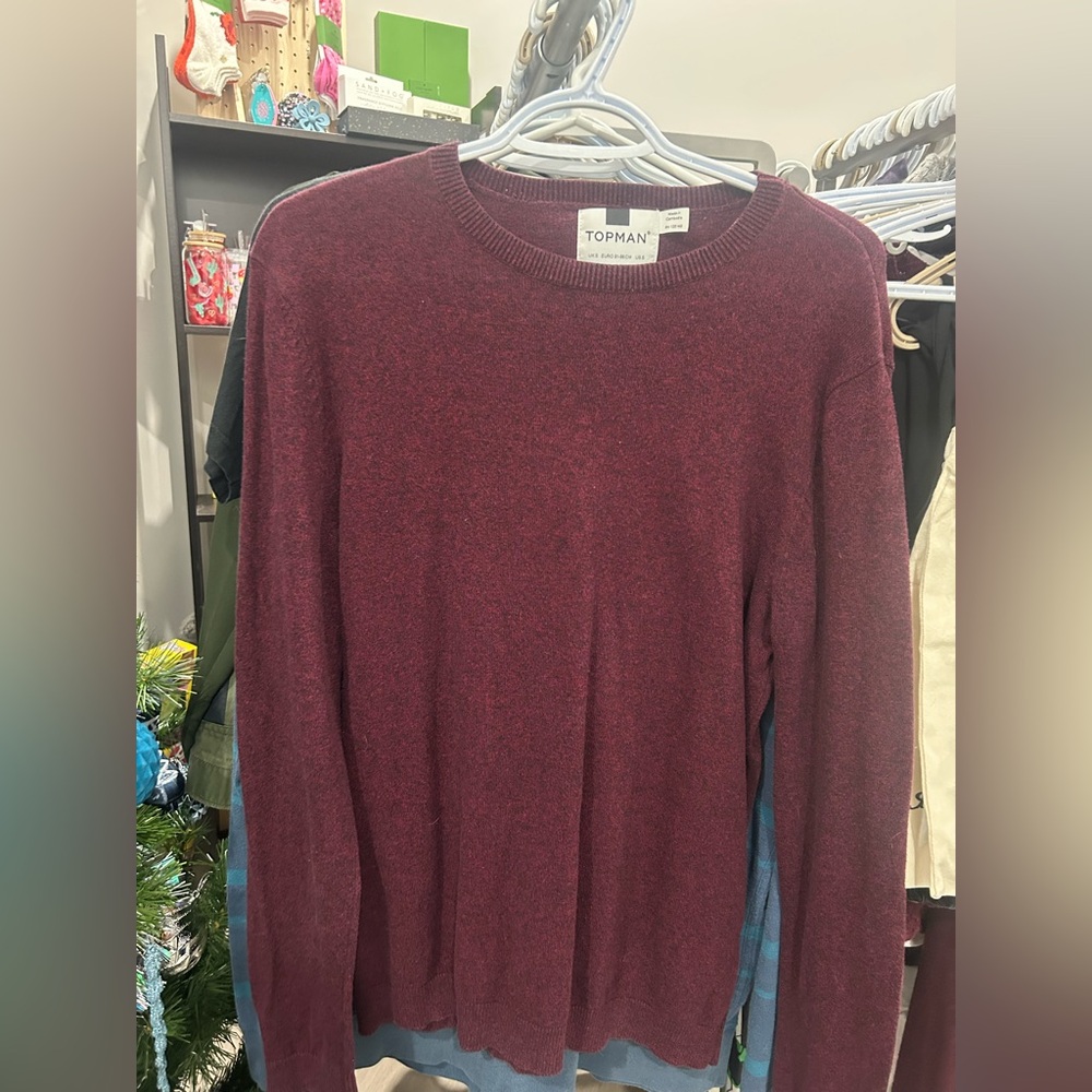 Topman Deep Burgundy Crewneck Sweater
